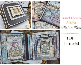 PDF TUTORIAL / Travel Themed (Aviator) Mini Album Tutorial / Scrapbook Tutorial