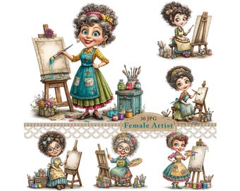 30 Frau Illustrationen für Junk Journals (Digitaler Download)