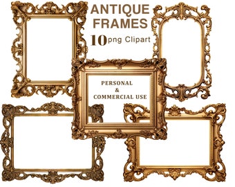 Antique Frames Clipart, Vintage Ornate Frames PNG Clip Art, Victorian Graphics, Scrapbooking, Junk Journal, Altered Art, Digital Download