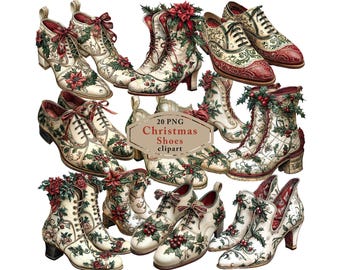 Christmas Shoes Clipart: Footwear PNG Printables (Digital Download)