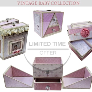 Colección de bebés vintage, tutorial en PDF de cajas para guardar fotos, tutorial de folios de fotos en PDF