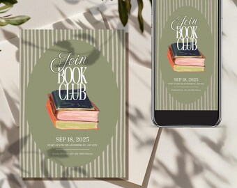 Book Club Invitation Template, Editable on Canva