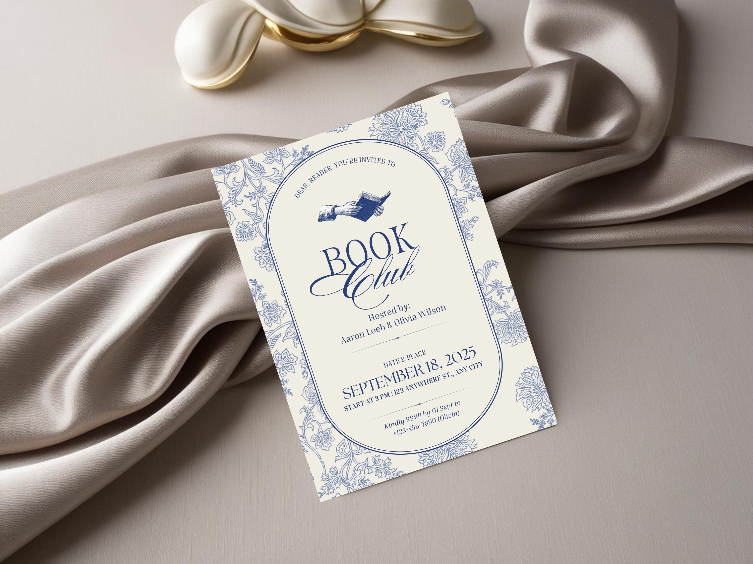 Book Club Invitation Template, Editable on Canva - Etsy