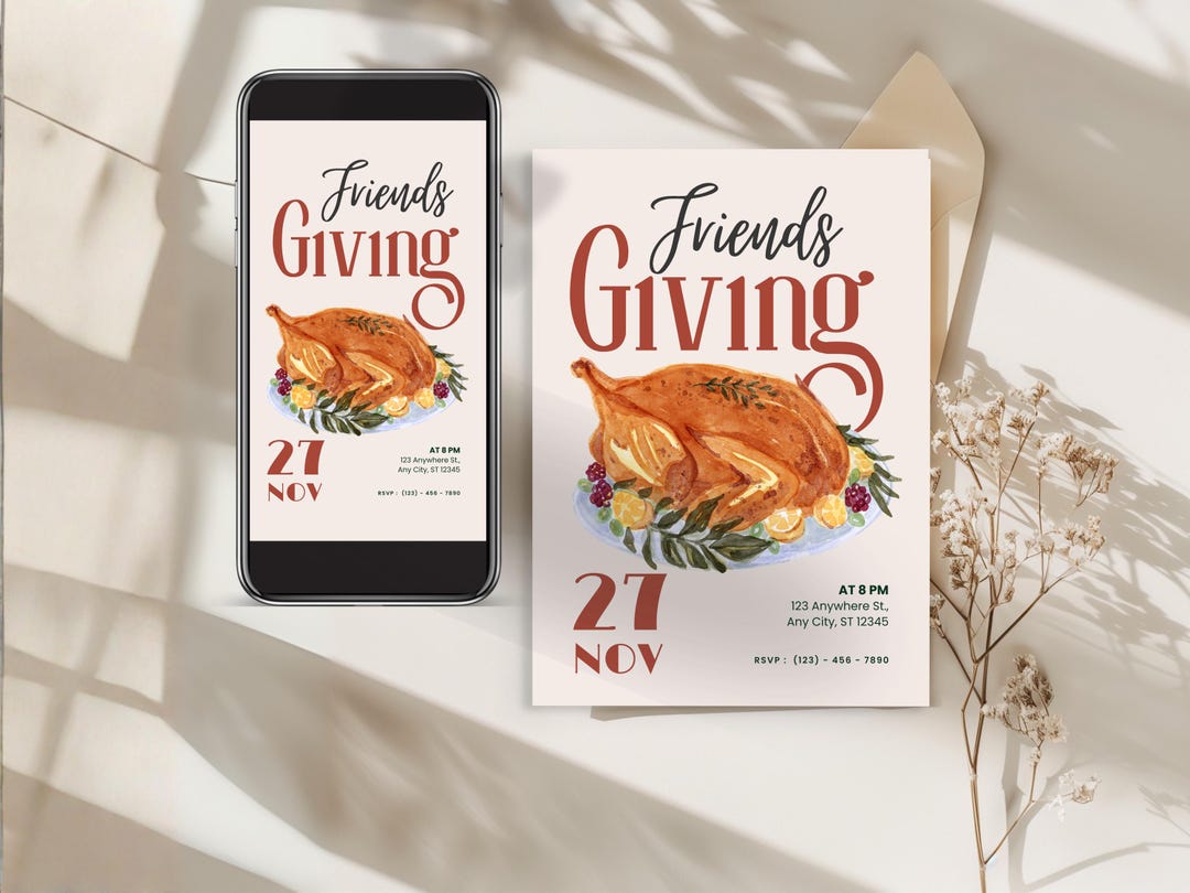 Friendsgiving Invitation Template, Editable on Canva - Etsy