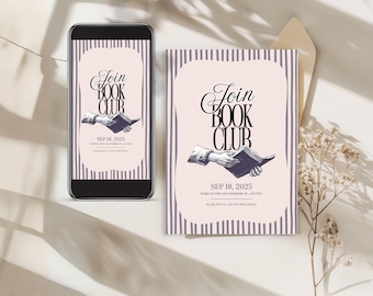 Book Club Invitation Template, Editable on Canva