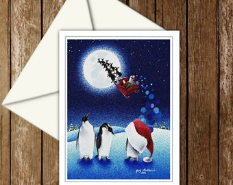 Penguin catch Christmas cards