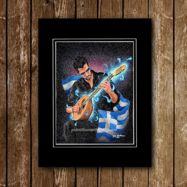 Greek Bouzouki Player Art Print Etsy