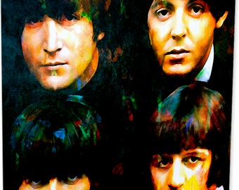 Beatles Wall Art Print On Aluminum signed by Mark Lewis ® - Vibrant Pop Art for Home Decor Titled: Fab Four