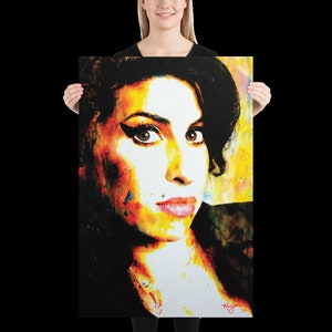Hand-Signed Vibrant Amy Winehouse Wall Art Poster by Renowned Artist Mark Lewis ® – Art Print Titled:  (A School Of Thought)