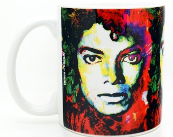 Michael Jackson Mug signed by Mark Lewis Art ® Collectible Coffee Cup (Michael Jackson Study 1)