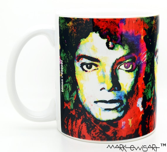 Michael Jackson Mug signed by Mark Lewis Art ® Collectible Coffee Cup (Michael Jackson Study 1)