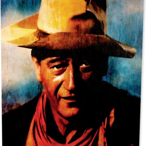 John Wayne Wall Art Print On Aluminum by Mark Lewis ® - Vibrant Pop Art for Home Decor Titled: (Duke - Spirited Heart)