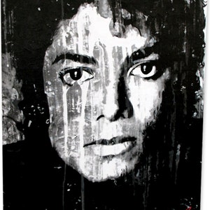 Michael Jackson Wall Art Print On Aluminum signed by Mark Lewis ® - Vibrant Pop Art for Home Decor Titled: (Michael Jackson Black And White)