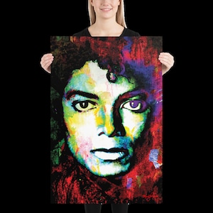 Hand-Signed Vibrant Michael Jackson Wall Art Poster by Renowned Artist Mark Lewis ® – Art Print Titled:  (Michael Jackson Study 1)