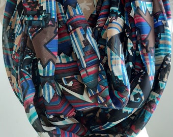 Frauen bunte Chiffon Infinity Schal, leicht wiegen Schal, Mode-Schal. Schal Frauen, Tribal Print Schal, Geschenk für Sie