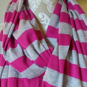Women&#39;s warm Infinity scarf, Women&#39;s scarves, warm scarf, scarves, winter scarf, Pink and gray scarf with silver metallic,  gift for her