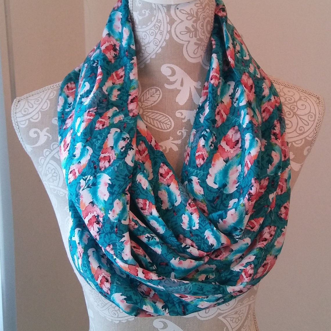 Colorful feather scarf Printed scarf Women's scarf | Etsy