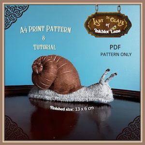 Shelton Snail Felt Friend SEWING PATTERN & Tutorial PDF Instant Download - Inkblot Lane