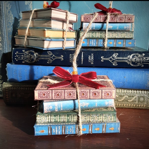 Book Stack CHRISTMAS ORNAMENT - Handmade  - Lady St. Clair of Inkblot Lane