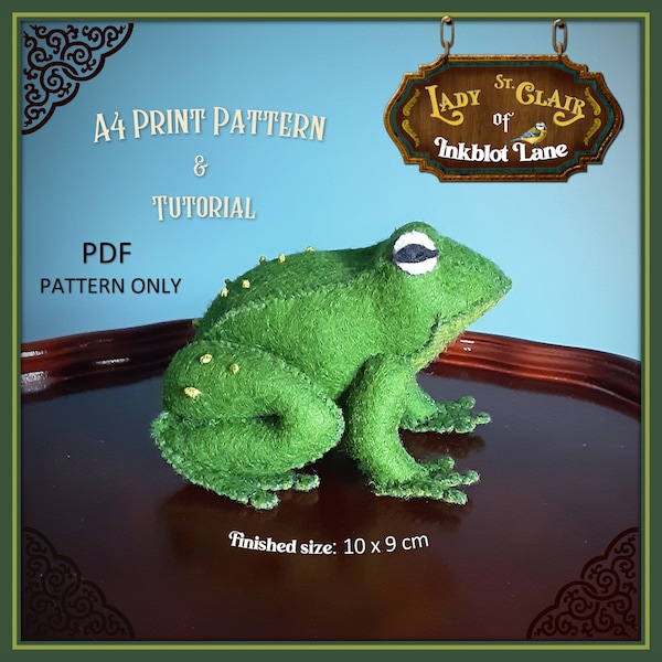 Fantastic Frog Felt Friend SEWING PATTERN & Tutorial PDF Instant Download - Lady St. Clair of Inkblot Lane