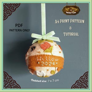 Baby's First Christmas Felt Ornament SEWING PATTERN & Tutorial PDF Instant Download - Lady St. Clair of Inkblot Lane
