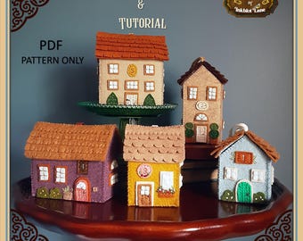 Village Advent Cottage Gift Box SEWING PATTERN & Tutorial PDF Instant Download - Inkblot Lane