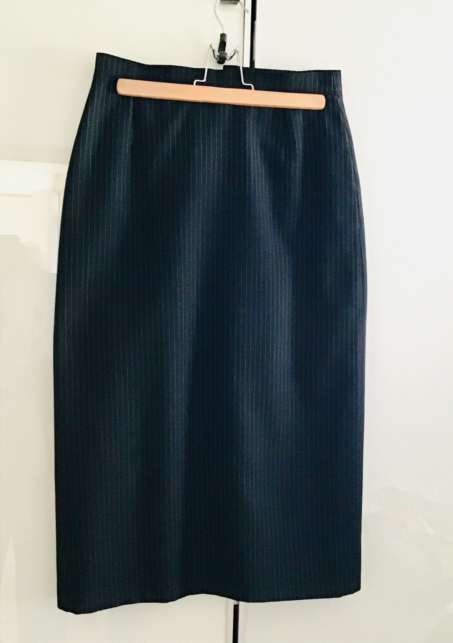 80s Black Wool Suit Skirt European Women Classic Pin-Stripe | Etsy