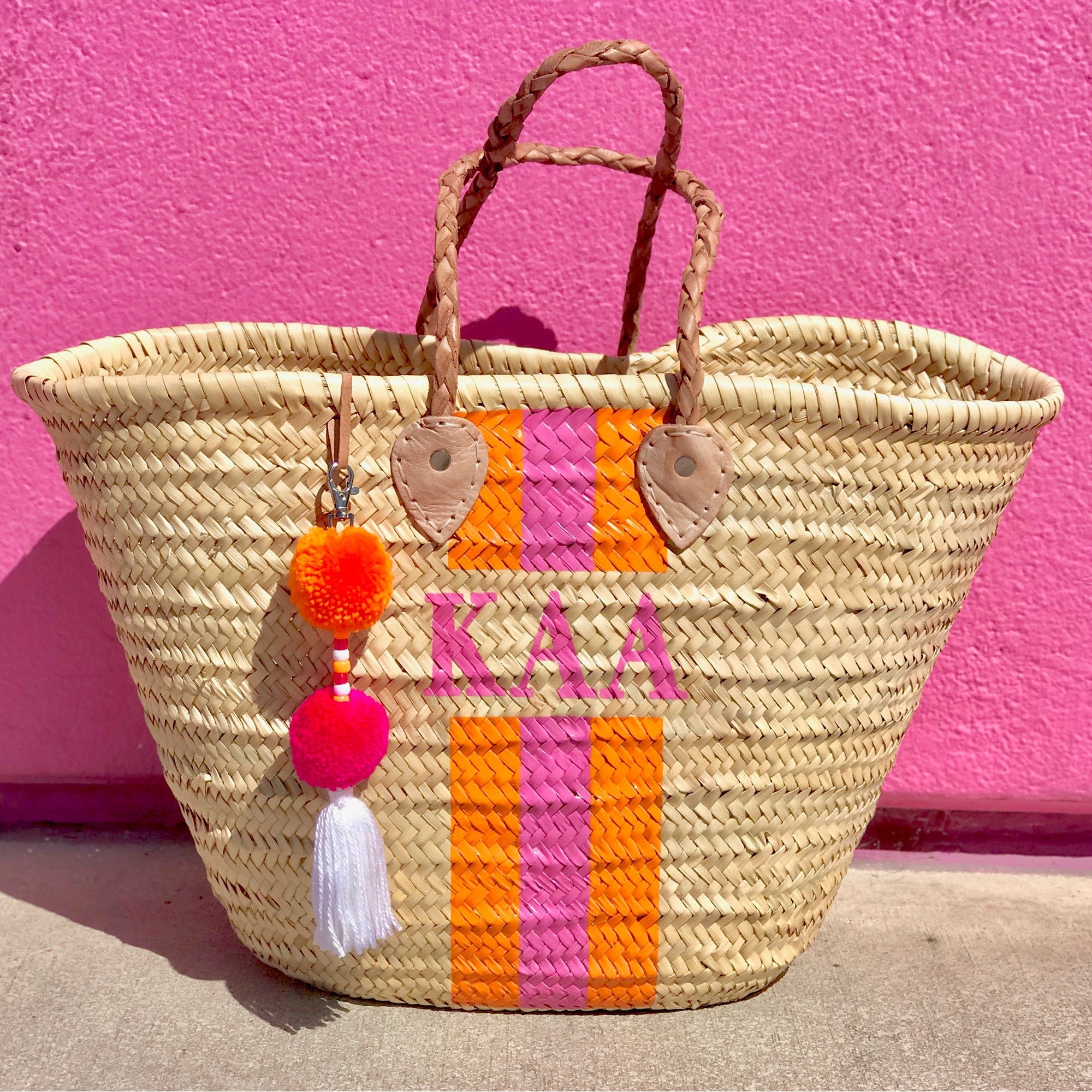 LARGE Straw Beach Bag Personalized Straw Tote Monogrammed Etsy