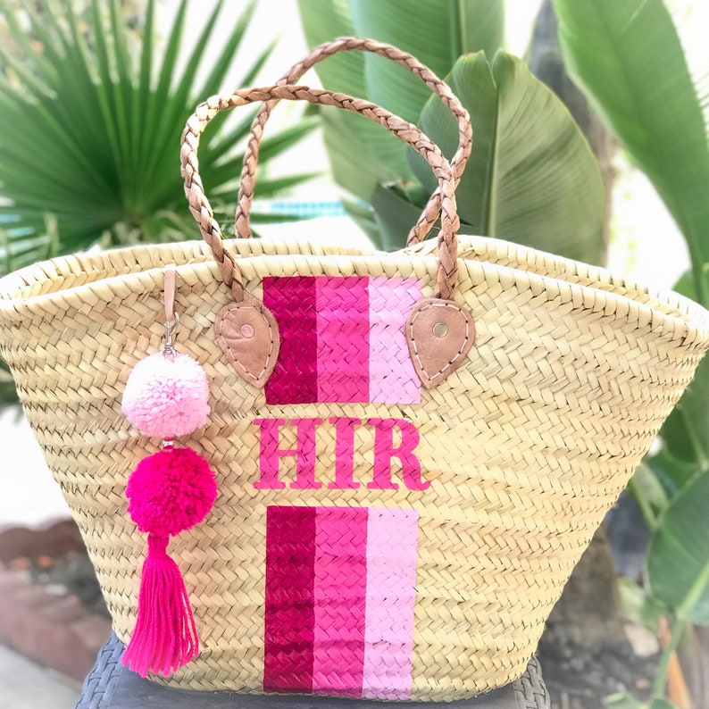 PERSONALIZED French Market Basket Bag Monogram Straw Tote Etsy
