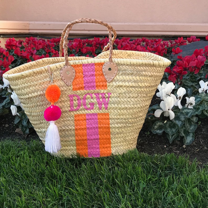 LARGE Straw Beach Bag Personalized Straw Tote Monogrammed Etsy