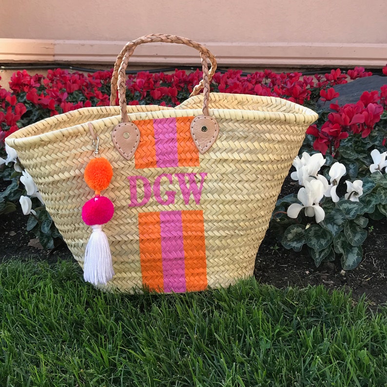 LARGE Straw Beach Bag Personalized Straw Tote Monogrammed | Etsy