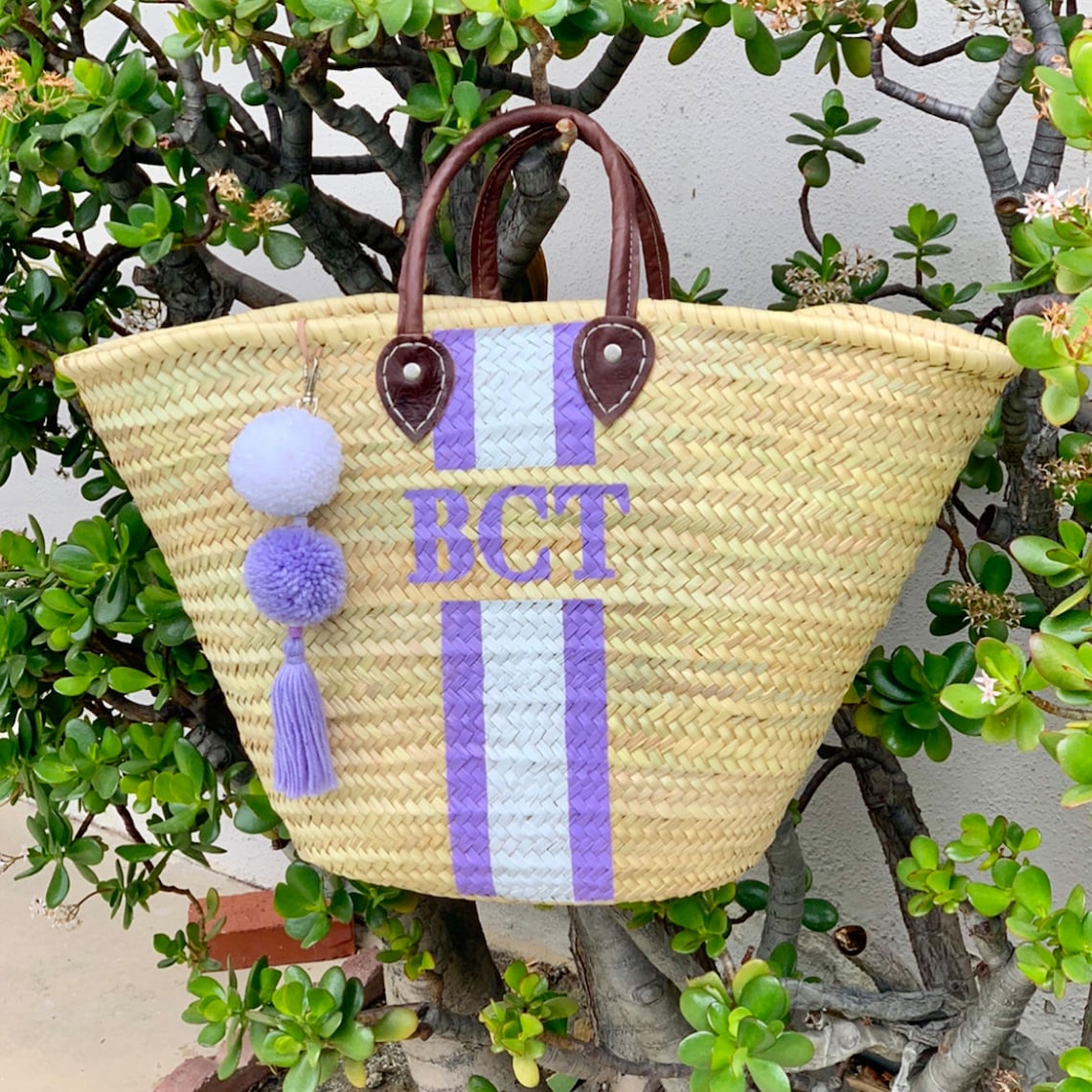 PINK Personalized Straw Bag Monogram Straw Beach Tote Painted Etsy
