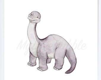 Dinosaur nursery art print, INSTANT DOWNLOAD, baby boy decor, baby art, childrens name, brontosaurus print, diploducus