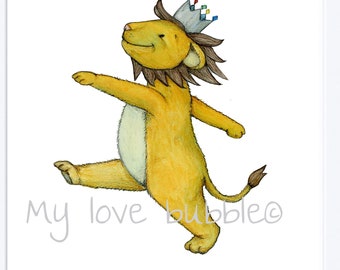 Nursery Print, Lion , Little prince art, Baby's nursery art, lion illustration, lion king instant download