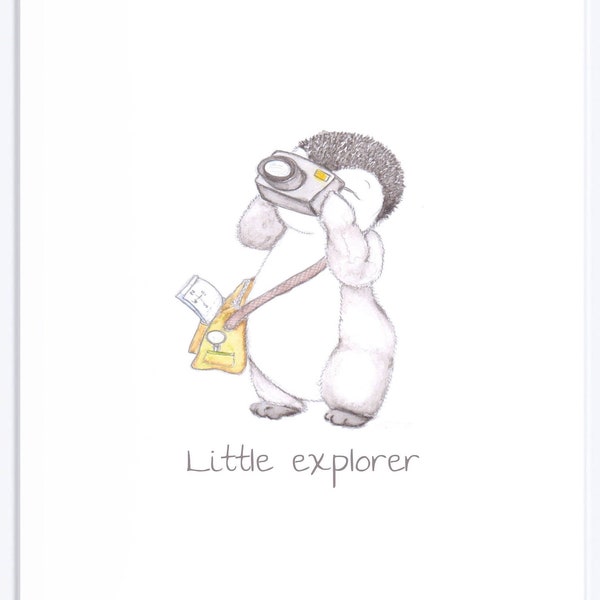 Digital download nursery art, penguin nursery print,  nursery decor, baby gift, personalised gift for baby, penguin explorer illustration