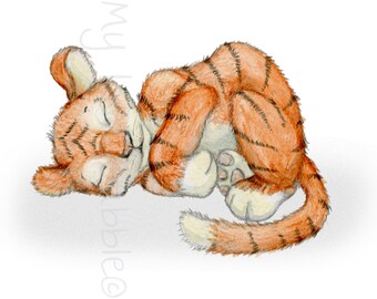 Tiger Art, Baby Room Decor, Tiger Watercolor, downloadable art,  Tiger Cub, Boy Nursery Art , Baby Girl Jungle Nursery, Baby Animal Art,