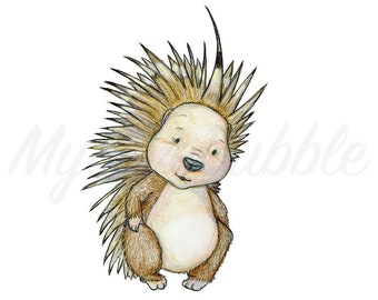 Porcupine nursery print, personalised nursery art print - hedgehog print- woodland animal print- digital download