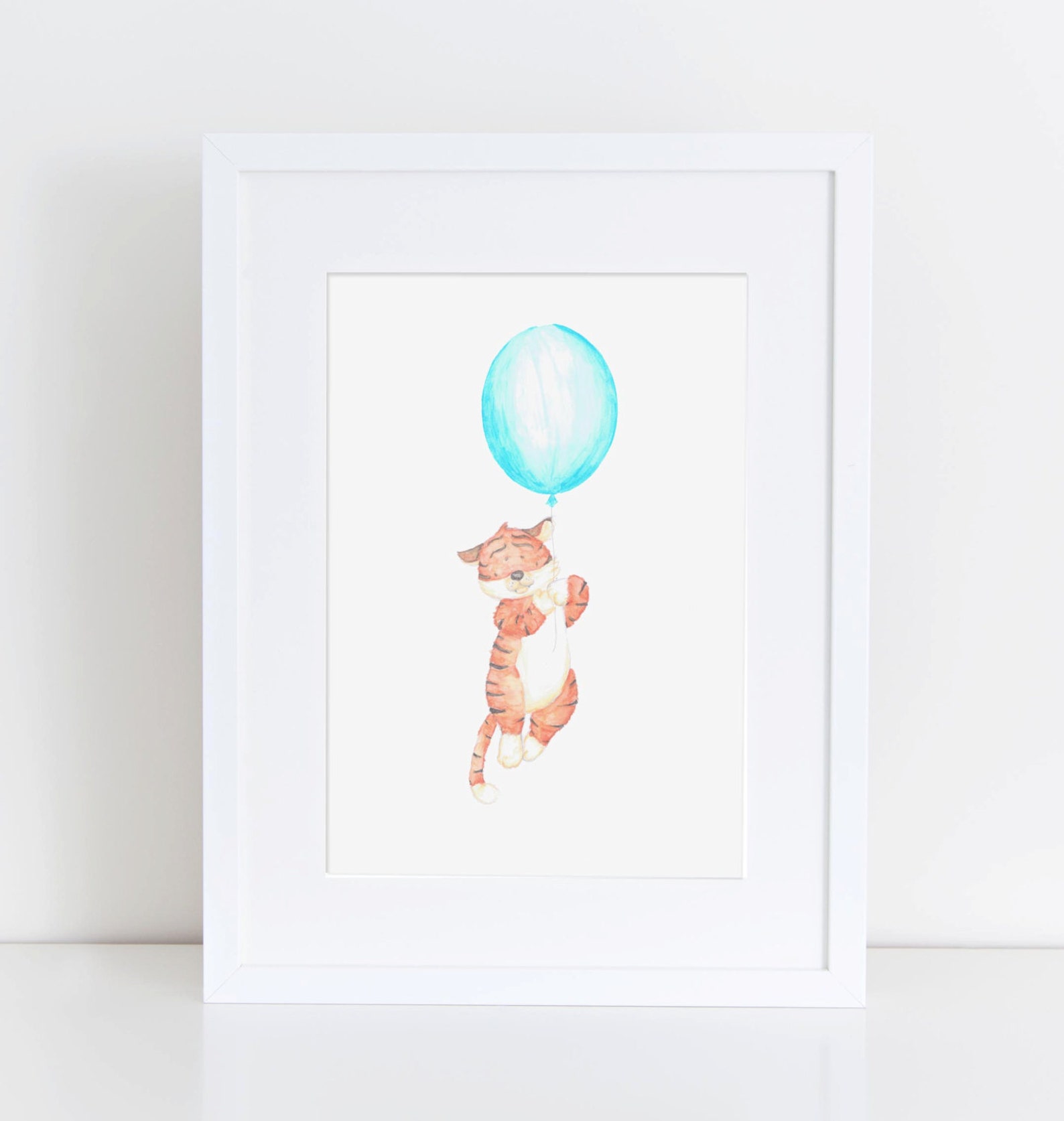Nursery Art Tiger and balloon illustration childrens room Etsy