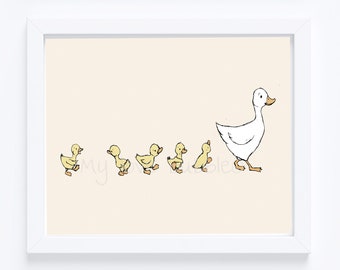 Nursery print - INSTANT DOWNLOAD - Ducks - baby art decor - 5 little ducks - nursery art - ducklings - baby gift - nursery wall art - baby