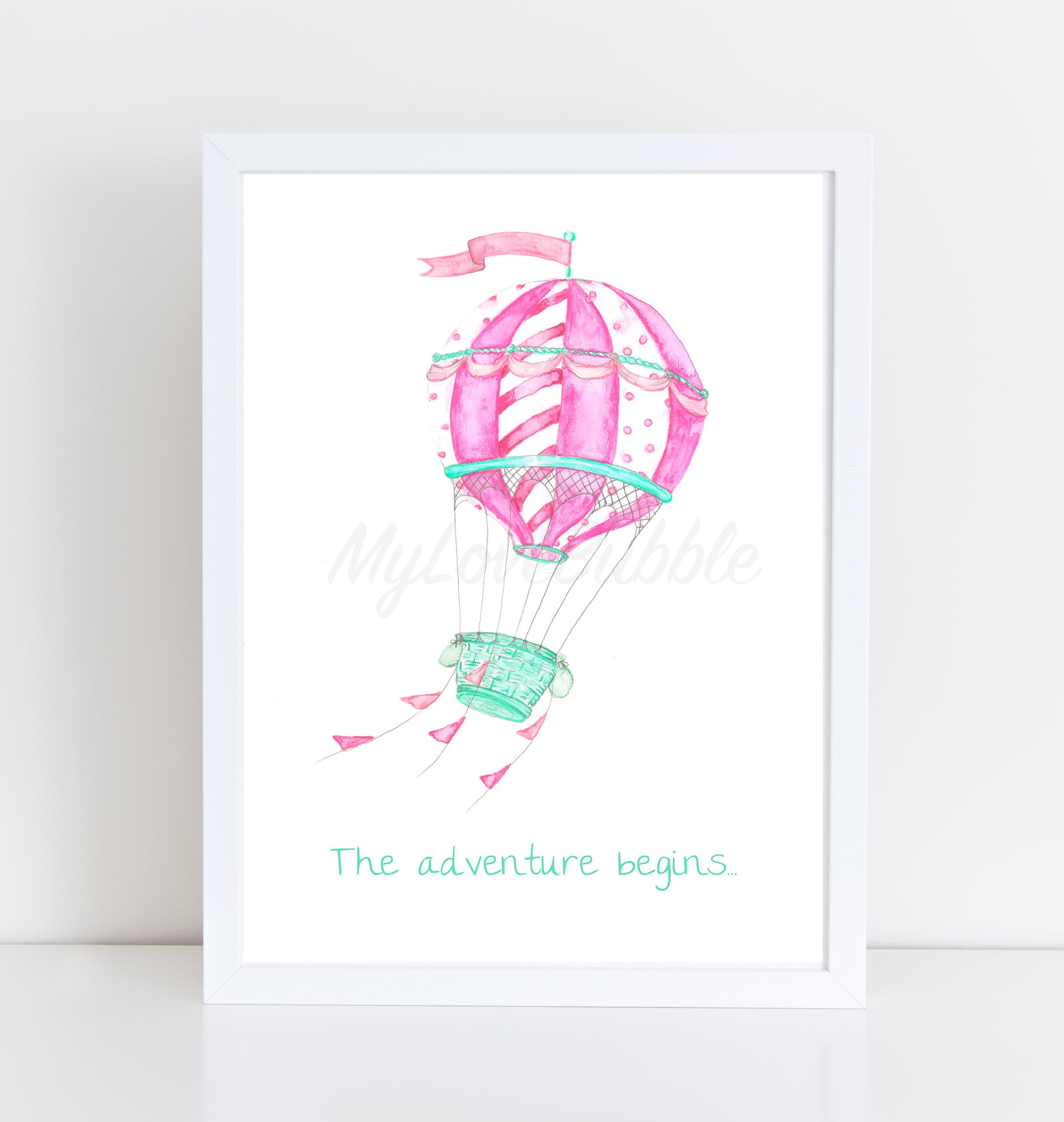 Floating Hot Air Balloon Nursery Illustration Baby Art Etsy UK
