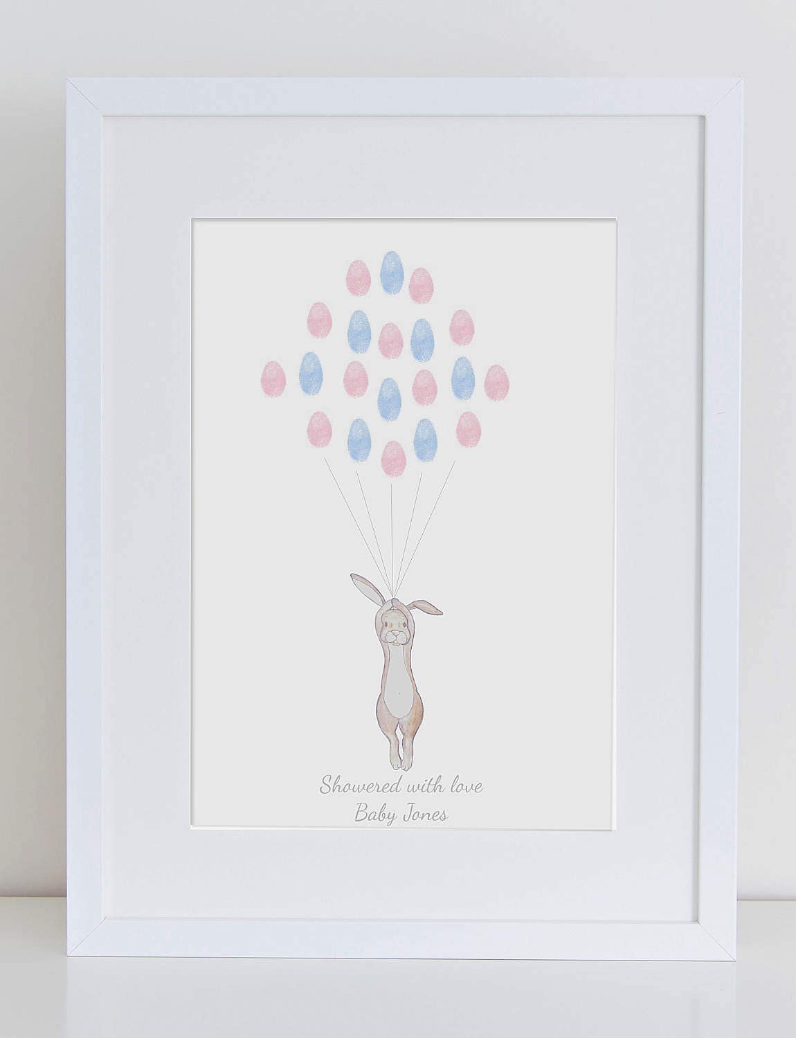 Baby Shower Keepsake Art Rabbit Holding Thumb/fingerprint Etsy UK