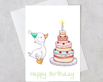 Tarjeta de cumpleaños para niños - Tarjeta de felicitación para niños - Tarjeta de feliz cumpleaños - 1er cumpleaños - Tarjeta de patito lindo bebé - Tarjeta para el cumpleaños de los niños