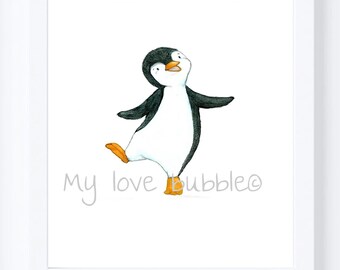 Penguin Nursery print | instant down load | nursery art | baby's room  decor | downloadable nursery print