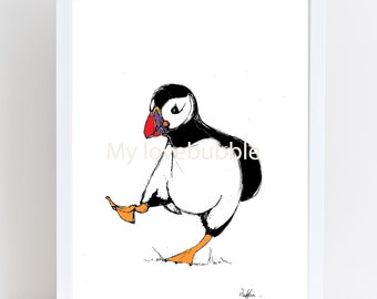 Digitaler Download , Kunstdruck - Papageitaucher Illustration - Tier Zeichnung - Kinderzimmer Kunst - Zimmer Dekor - Wand Kunst - Kinder Kunst - Kinderbild