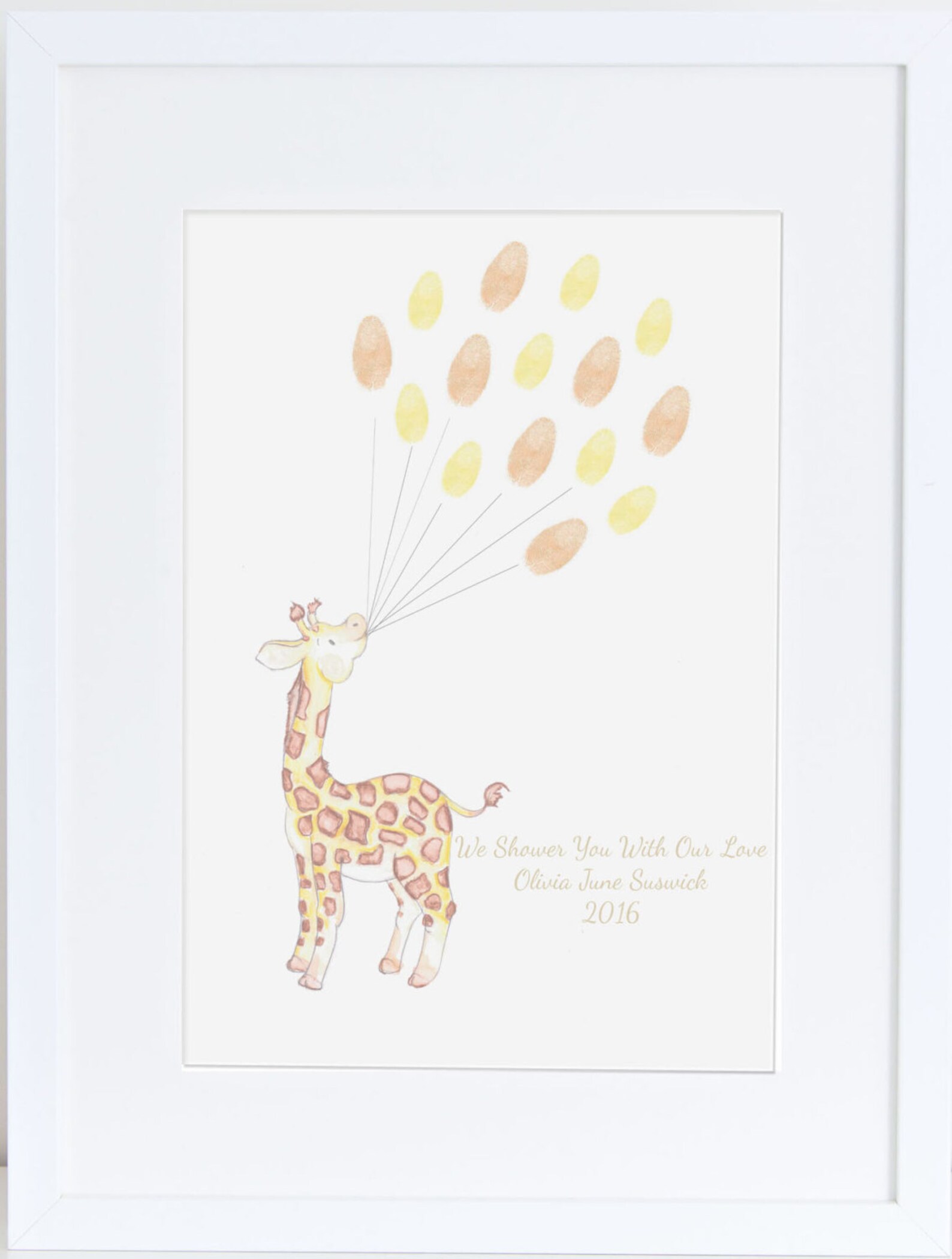 Baby Shower Keepsake Art Giraffe Holding Thumb/fingerprint Etsy UK