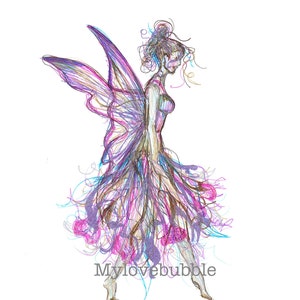 INSTANT DOWNLOAD tippy toe fairy, original illustration, fantasy wall art - home decor - girls room decor - print for girls