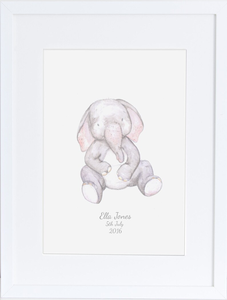 Elephant nursery art print baby elephant illustration animal Etsy