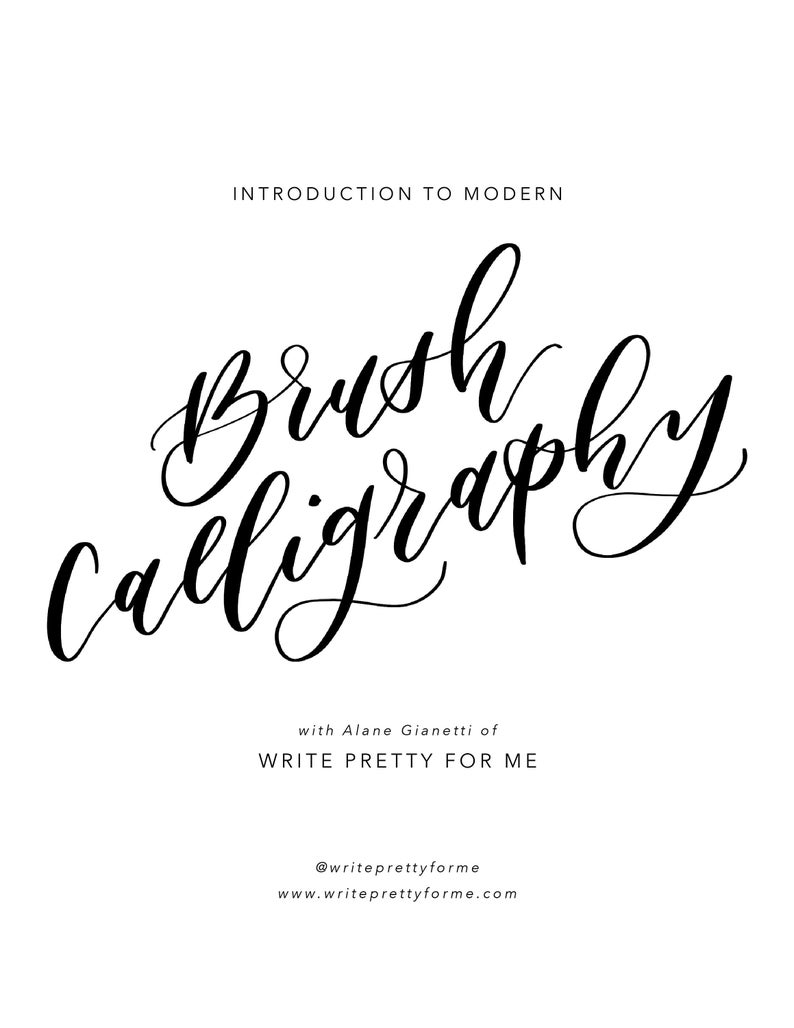 Brush Calligraphy Workbook // Brush Lettering Guide // PDF Download // Digital Download Only image 1