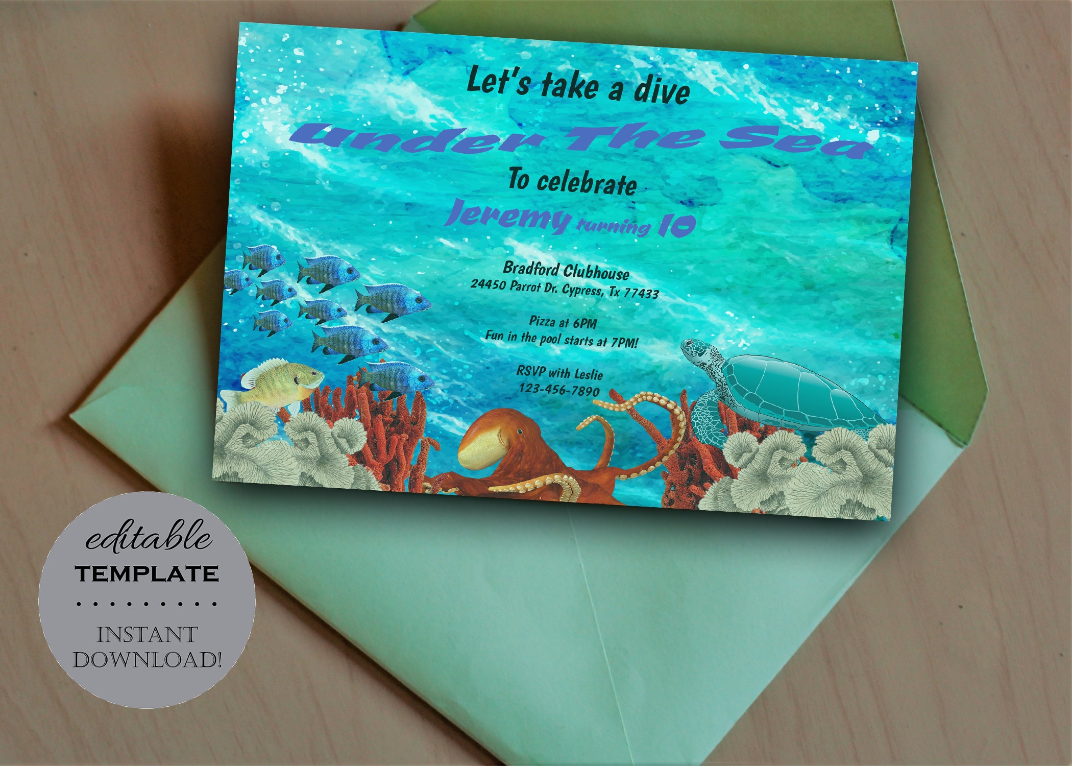 Under the Sea Birthday Invitation Editable Printable - Etsy Australia