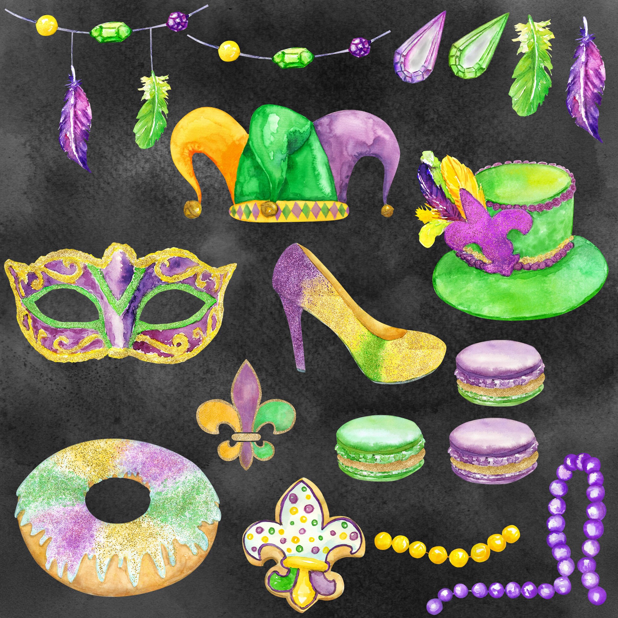 mardi gras watercolor